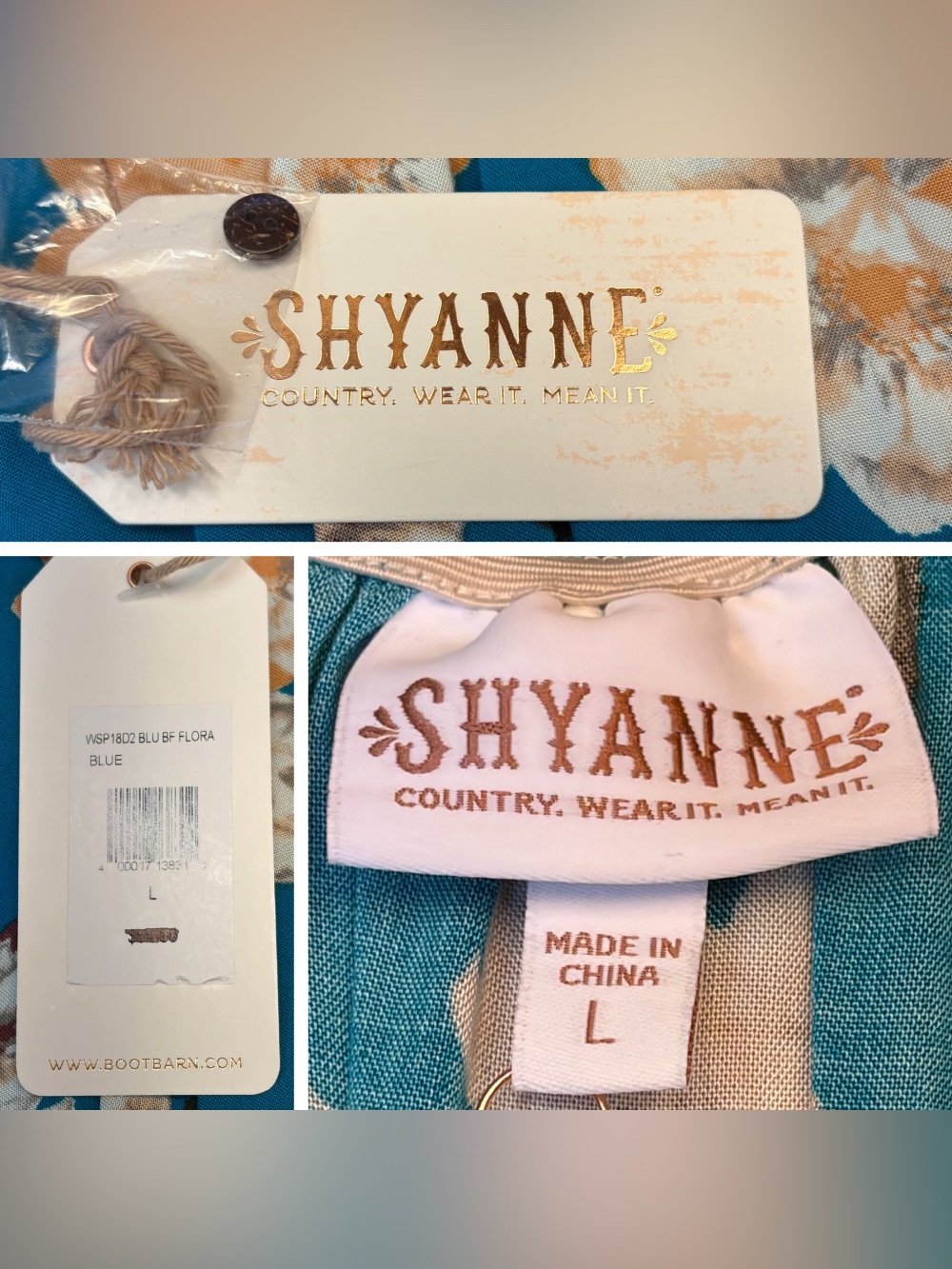 NWT Shyanne Blue Floral High-Low Midi Dress Boho Western Cottagecore Dress, L - Picture 11 of 13